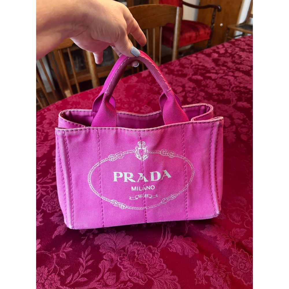 Prada Pink Canvas Canapa Small Tote Bag - Picture 2 of 15